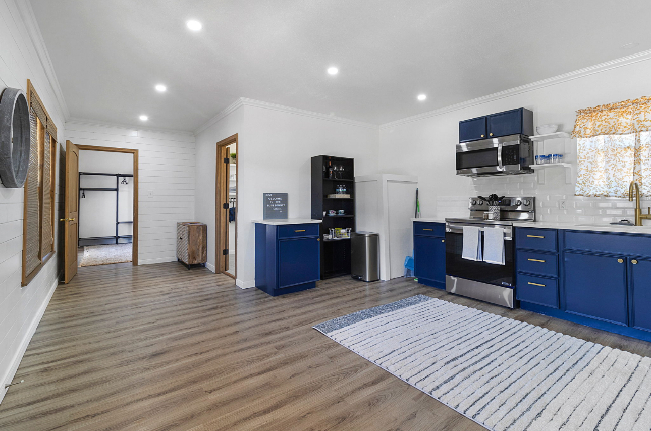 Bluebonnet House kitchen and living area